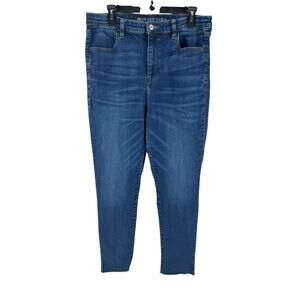 American Eagle Women’s Blue Super High Rise Jeggings Crop Size 16 Regular